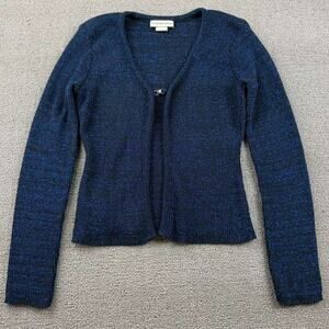 Vintage The‎ Great American Sweater Cardigan Women M Blue Clasp Metallic US Made